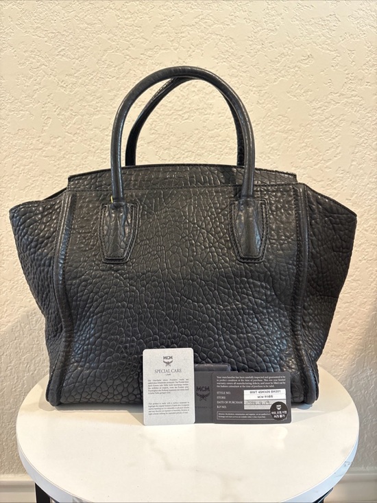MCM Handbags - MCM Textured Black Leather Structured Tote